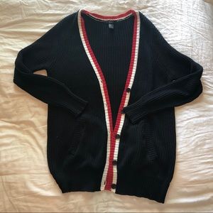 Forever 21 Striped Red & White & Black Cardigan